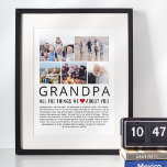 Poster Grandpa Photo Collage Ce Que Nous Aimons De Vous<br><div class="desc">Compilez une liste de choses que vous aimez à propos de votre grand-père,  ajoutez quelques photos préférées et vous avez un cadeau de Fête des pères qu'il va chérir! Parfait pour les anniversaires et autres membres de la famille aussi! ♥</div>