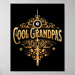 Poster Grandpas cool Jouer Pool Joueur Grand-père Bi
