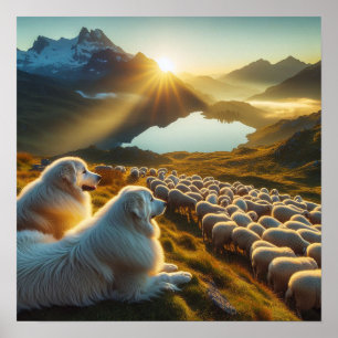Poster Grands Pyrénées Début de la journée