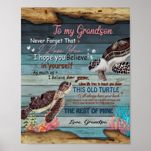 Poster Grandson Gift | Lettre à mon petit-fils de grand-p (Devant)