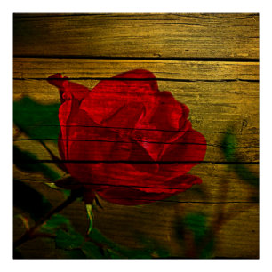 Poster Grange bohème à grains de bois Saint Valentin Roug