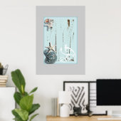 Poster Grange côtière bois aqua bleu étoile coquillages (Bureau à domicile)