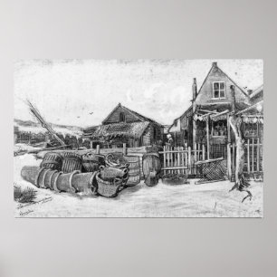 Poster Grange de séchage de poissons de Vincent van Gogh