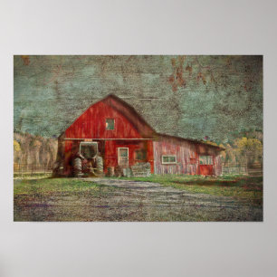 Poster Grange de texture rouge rustique vintage