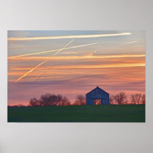 Poster Grange du vieux Kentucky au lever du soleil