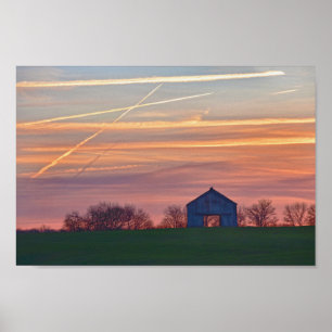 Poster Grange du vieux Kentucky au lever du soleil