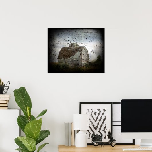 Poster Grange et oiseaux (Bureau à domicile)