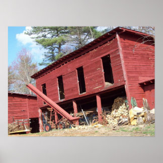 Poster Grange rouge à Weaverville, N. Caroilna