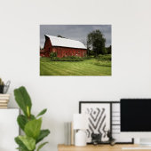 Poster Grange rouge en milieu rural (Bureau à domicile)
