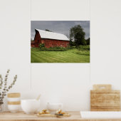 Poster Grange rouge en milieu rural (Cuisine)