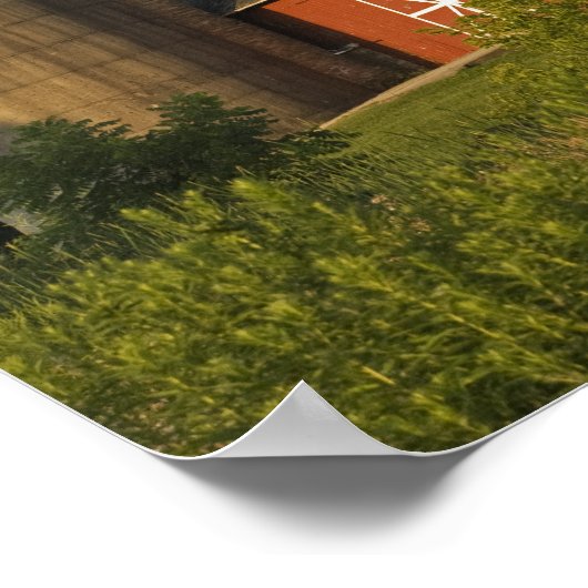 Poster Grange rouge et Silo (Coin)