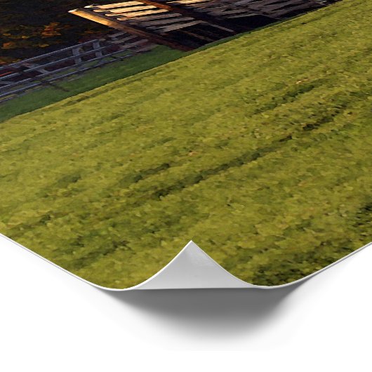 Poster Grange rouge Kansas en automne, 12x8 pouces (Coin)