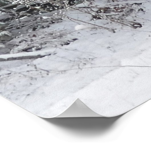 Poster Grange rouge neigeuse (Coin)