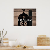 Poster Grange Rustique Bois Brun Toit Noir Art Paysan (Cuisine)