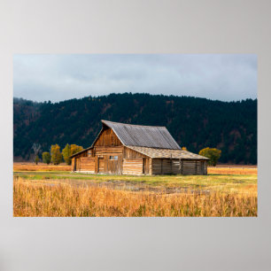 Poster Grange rustique en bois rond dans Grand Teton Nati