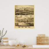 Poster Granite Falls, MN Carte panoramique - 1874 (Cuisine)