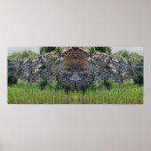 Poster Granite Rock Cliff Cattails Pond Mirror Abstrait (Devant)