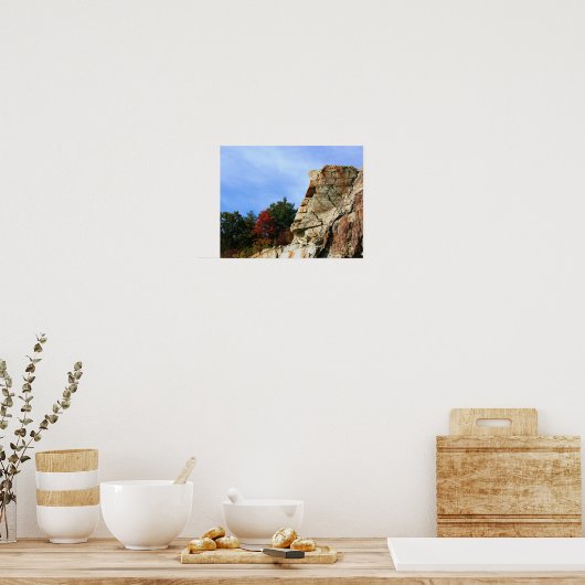 Poster Granite Rock Cliff Fall Foliing Nature (Cuisine)