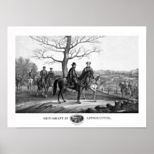 Poster Grant et Lee à Appomattox -- Guerre de Sécession
