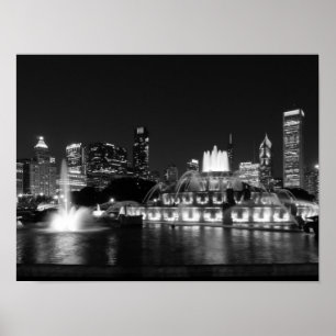 Poster Grant Park Chicago Grayscale