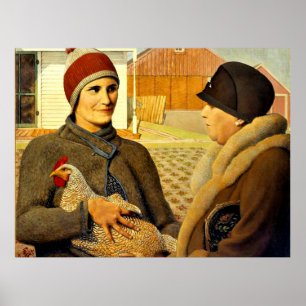 Poster Grant Wood - Appraisement, peinture fine art,