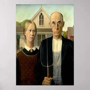 Poster Grant Wood - gothique américain
