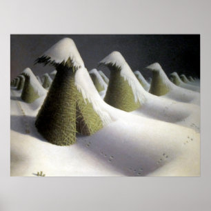 Poster Grant Wood Janvier Meule de foin d'hiver Beaux-art