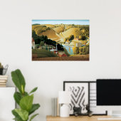 Poster Grant Wood - Stone City Iowa (Bureau à domicile)