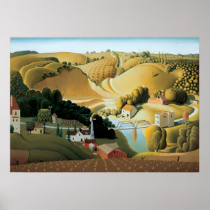Poster Grant Wood - Stone City Iowa