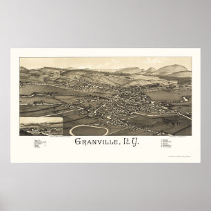 Poster Granville, carte panoramique de NY - 1886