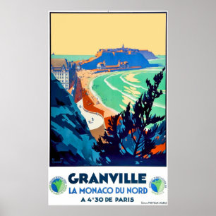 Poster Granville, France, Monaco du Nord, vintage