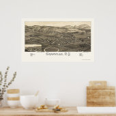 Poster Granville, NY Carte panoramique - 1886 (Cuisine)