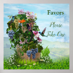 Poster Grapevines, chèvres et colibris