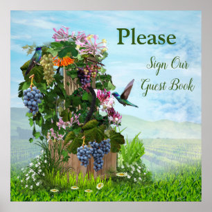 Poster Grapevines, chèvres et colibris