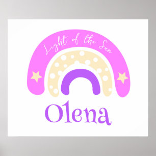 Poster Graphic funky arc-en-ciel rose nom de pépinière si