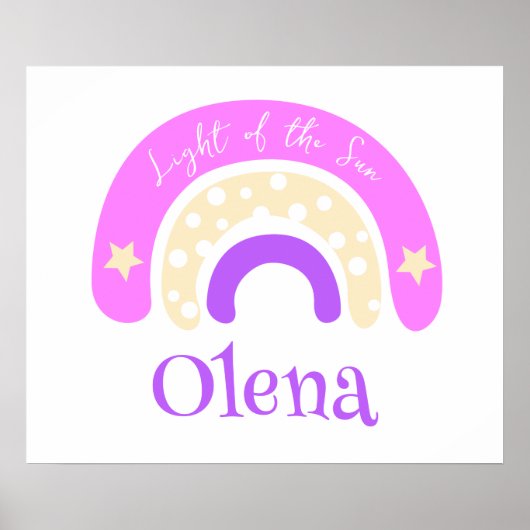 Poster Graphic funky arc-en-ciel rose nom de pépinière si (Devant)