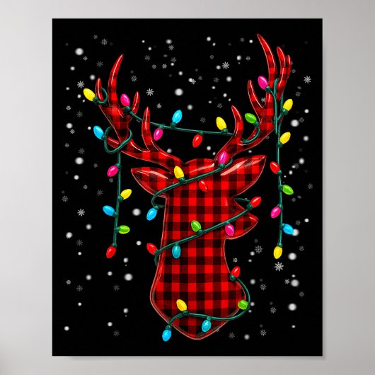 Poster Graphic Plaid Rudolph Christmas Tree Light Xmas Me (Devant)