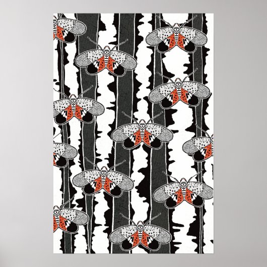 Poster Graphic Spotted Lanternfly Hand Drawn Art (Devant)