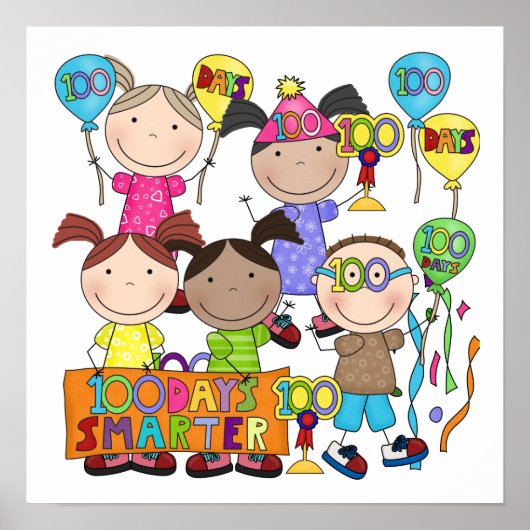 Poster Graphique à bâtons Enfants 100 Jours plus intellig (Devant)