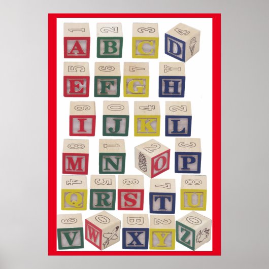 Poster Graphique Alphabet Blocs extra-grands colorés (Devant)