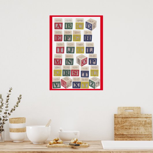 Poster Graphique Alphabet Blocs extra-grands colorés (Cuisine)