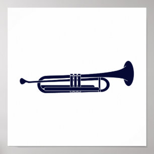 Poster Graphique bleu solide horizontal de musicien de