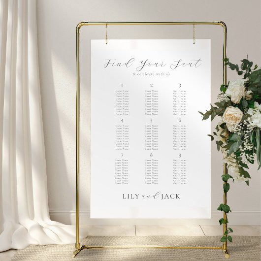 Poster Graphique d'affichage Mariage élégant de 9 tables