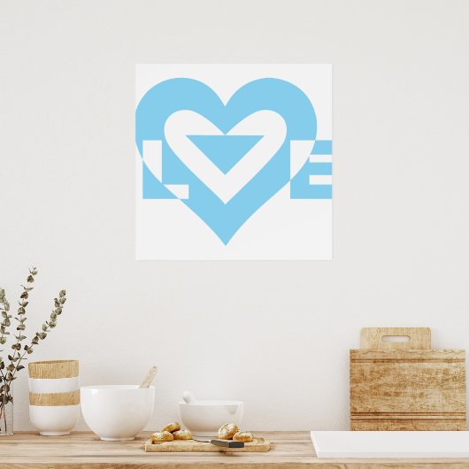 Poster Graphique d'amour cool, Bleu (Cuisine)