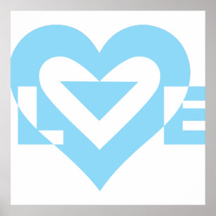 Poster Graphique d'amour cool, Bleu