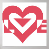 Poster Graphique d'amour cool, rose cerise (Devant)