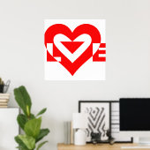 Poster Graphique d'amour cool, Rouge (Bureau à domicile)