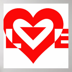 Poster Graphique d'amour cool, Rouge