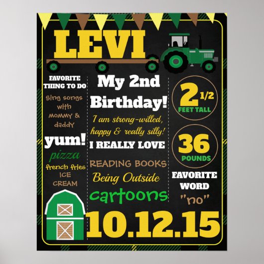 POSTER GRAPHIQUE D'ANNIVERSAIRE DU TRACTEUR (Devant)