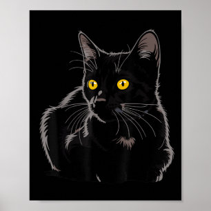Poster Graphique d'Art Chat Noir Avec Yellow Eyes Cool Vi